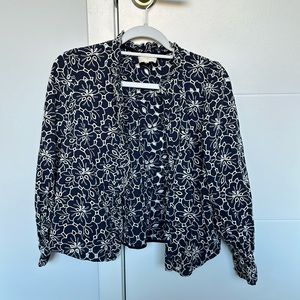NWOT! Sézane Chlo Shirt (Navy/Ecru Cotton Eyelet)